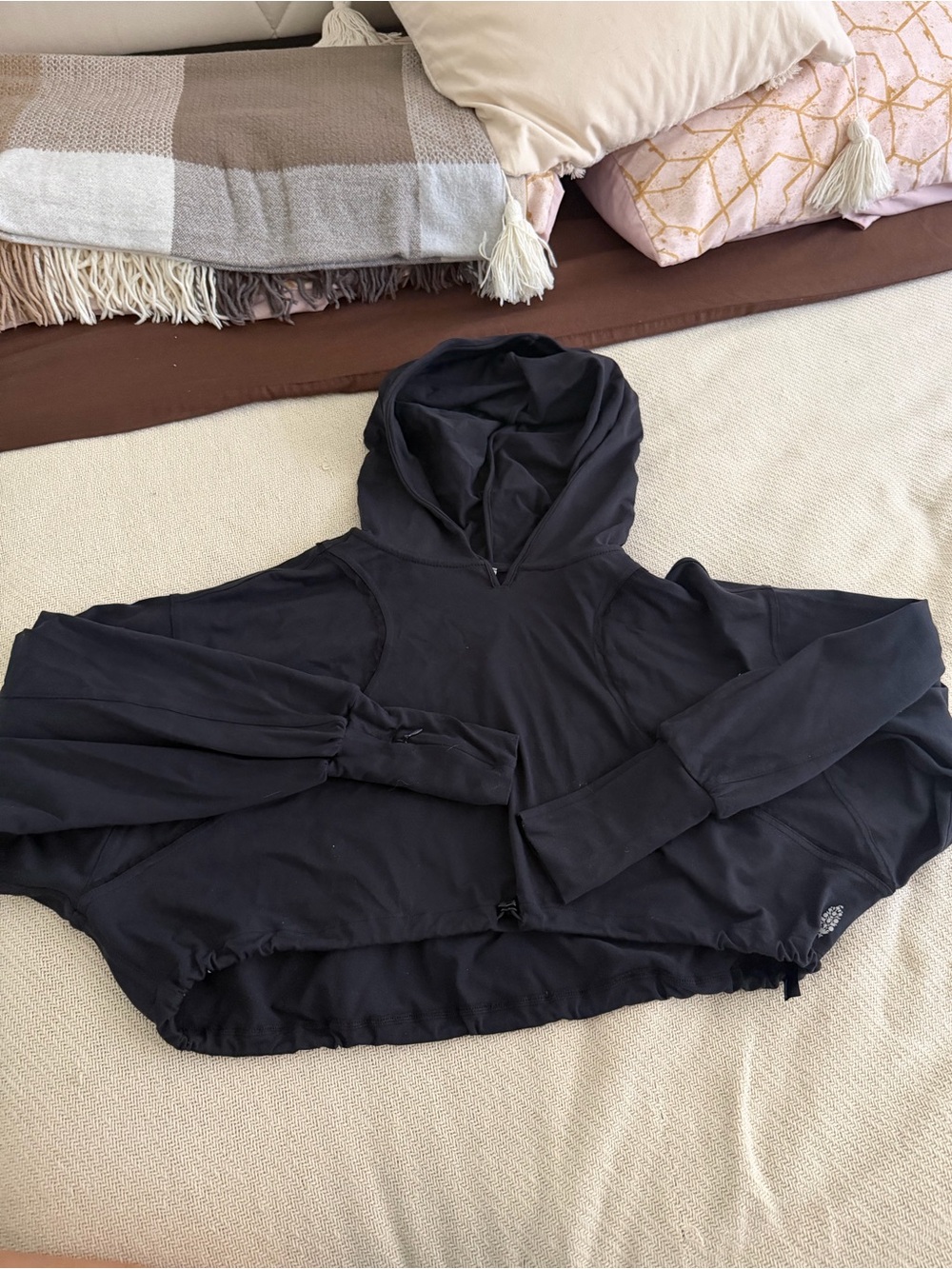 FP Movement by Free People Black Cropped Hooded Pullover
